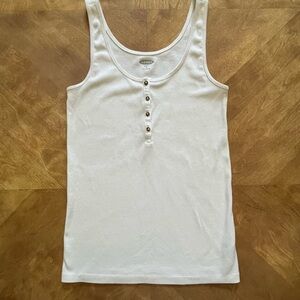 Old Navy - White Ribbed Button-Front Tank - Slim Fit - Size M